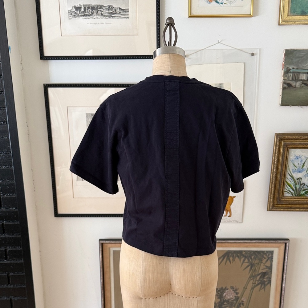 COS navy blue Cropped T-Shirt with Pocket - Picture 3 of 6